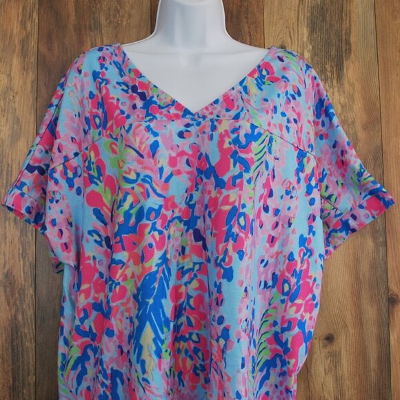 Women's V Neck Oversized Shirt Top Blouse Multi Color L - Picture 2 of 7